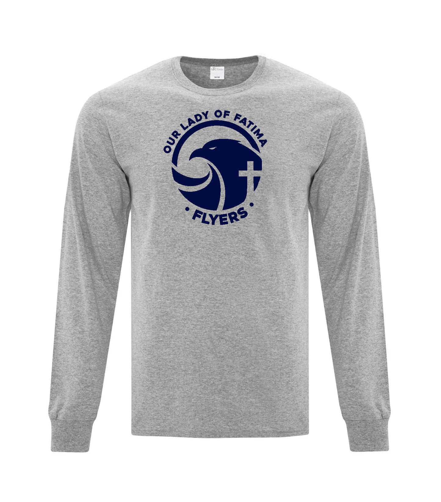 *NEW SCHOOL LOGO* Our Lady of Fatima Spirit Wear Adult Long Sleeve (Grey)