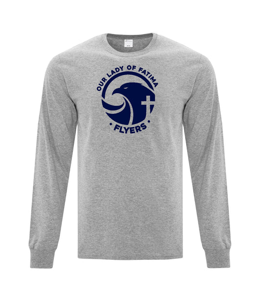 *NEW SCHOOL LOGO* Our Lady of Fatima Spirit Wear Adult Long Sleeve (Grey)