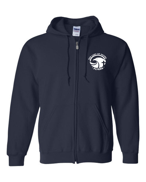 *NEW SCHOOL LOGO* Our Lady of Fatima Spirit Wear Adult Zipper Hoodie (Navy)