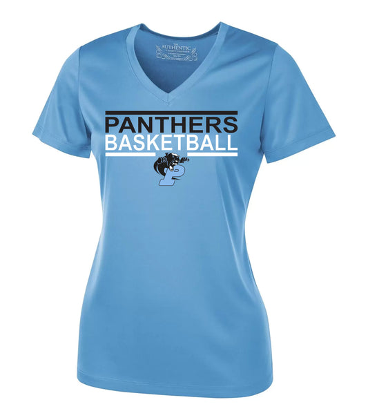 Pelham Panthers Ladies Columbia Blue Dri Fit V-Neck (ATC)